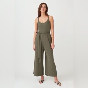 Cuyana olive green v-back Tie-Waist Jumpsuit — Medium
